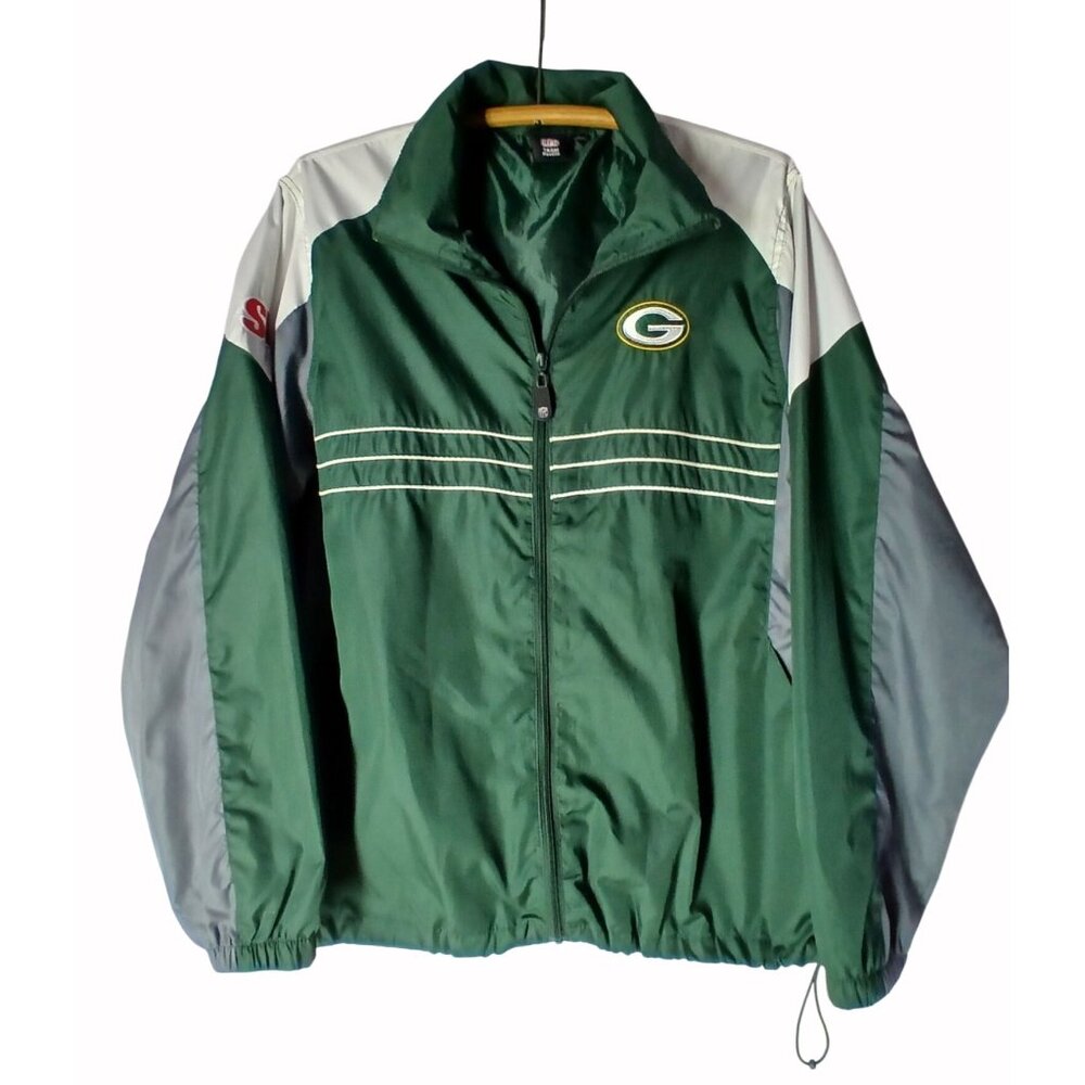 Green Bay Packers Reebok NFL Team Mens Size L Full Zip Windbreaker Jacket SI